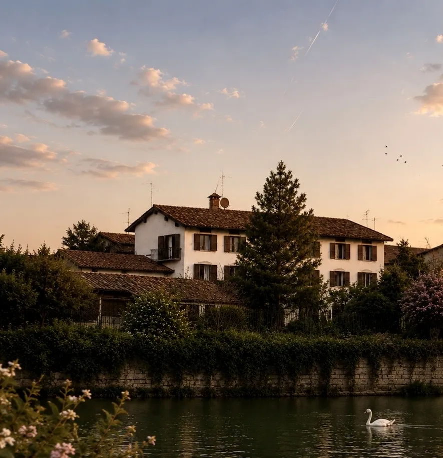 Villa Seralba - La villa vista dal fiume Adda